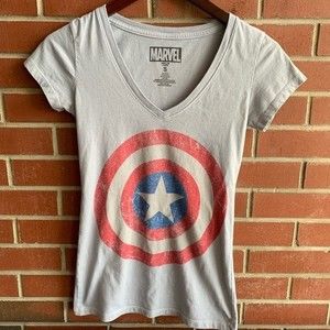 Marvel Light Blue Captain America V-Neck Tee